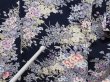 Photo7: 1501T07z900 Japanese Kimono Silk KOMON Navy Peony (7)