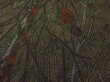 Photo2: 1U02z40 Japanese Kimono Silk  FABRIC Dark gray-brown Trees 39.4" (2)