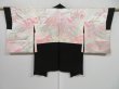 Photo6: 0728i10z620 Vintage Japanese Kimono Silk HAORI Black Folding fan (6)