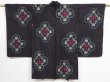 Photo2: 0910i04z480 Vintage Japanese Kimono Silk MEISEN HAORI Black-Purple Flower (2)