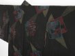 Photo9: 0901i09z500 Antique Japanese Kimono Silk HAORI Black Plum branch (9)