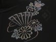 Photo7: 0830i01z440 Vintage Japanese Kimono Silk HAORI Black Folding fan (7)