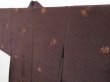 Photo3: 1214T09z470 Vintage Japanese Kimono Silk HAORI Dark brown Flower (3)