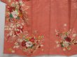 Photo5: 0608N03z570 Vintage Japanese Kimono Silk TSUKESAGE Coral pink Chrysanthemum (5)