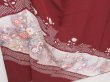 Photo3: 1502T02z970 Japanese Kimono Silk TSUKESAGE Wine red Flowers (3)