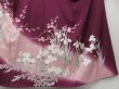 Photo6: 1424T10z970 Japanese Kimono Silk TSUKESAGE Dark purple Peony (6)