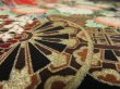 Photo5: 2N04z80 Japanese Kimono Silk  FABRIC Black Hanaguruma 51.2" (5)