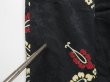 Photo7: 0604i09z450 Vintage Japanese Kimono Silk HAORI Black Flower (7)