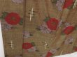 Photo3: 1328T10z860 Unused Japanese Kimono Silk TSUMUGI Light brown Camellia (3)