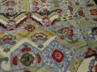 Photo2: 1T03z60 Vintage Japanese Kimono Silk MEISEN FABRIC Gray Flowers 61.4" (2)