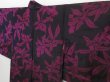 Photo3: 1328T03z470 Vintage Japanese Kimono Silk HAORI Black-Purple Cattleya (3)
