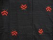 Photo5: 0922i07z900 Japanese Kimono Silk TSUMUGI Black Flower (5)