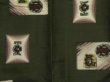 Photo5: 0604N03z670 Vintage Japanese Kimono Silk MEISEN KOMON Moss green Fish (5)