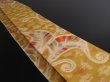 Photo1: 3H07z20 Vintage Japanese Kimono Silk MEISEN FABRIC Yellow ochre Leaf 44.1" (1)