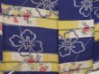 Photo10: 0917i09z570 Antique Japanese Kimono Silk KOMON Dark blue-purple Flower (10)