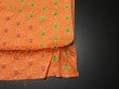 Photo6: 1A02z60 Japanese Kimono Silk SHIBORI FABRIC Orange Hemp 42.5" (6)