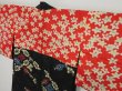 Photo9: 0604i09z450 Vintage Japanese Kimono Silk HAORI Black Flower (9)