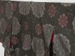 Photo2: 1004i04z520 Vintage Japanese Kimono Silk TSUMUGI Dark olive brown Flowers (2)