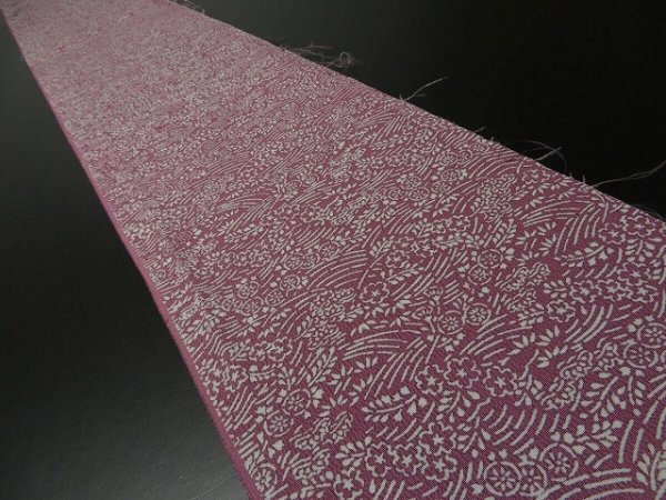 Photo1: 2J08z40 Japanese Kimono Crepe Silk  FABRIC Pink-Purple Wave, Flowers 59.1" (1)