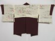 Photo9: 0713i03z610 Vintage Japanese Kimono Silk HAORI Grape-Brown Flower (9)