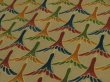 Photo3: 2P05z90 Japanese Kimono Silk  FABRIC Light ochre Flying crane 64.6" (3)