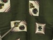 Photo9: 0604N03z670 Vintage Japanese Kimono Silk MEISEN KOMON Moss green Fish (9)