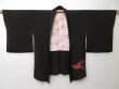 Photo6: 0702T10z580 Vintage Japanese Kimono Silk HAORI Black Chrysanthemum (6)