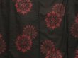 Photo5: 0930i09z630 Vintage Japanese Kimono Silk TSUMUGI Dark brown-black Flowers (5)