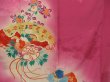 Photo7: 1418T05z570 Antique Japanese Kimono Silk IROTOMESODE Dark pink Folding fan (7)