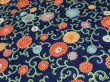 Photo2: 1S02z60 Japanese Kimono Silk  FABRIC Navy Chrysanthemum 40.2" (2)