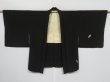 Photo6: 0424N02z610 Vintage Japanese Kimono Silk HAORI Black Plants (6)