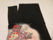 Photo7: 3A01z100 Japanese Kimono Silk  FABRIC Black Peacock 41.7" (7)