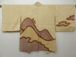 Photo1: 1124T05z660 Japanese Kimono Silk SHIBORI HAORI Cream Mountain (1)