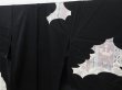 Photo2: 1328T07z640 Japanese Kimono Silk HITOE TSUKESAGE Black Flowers (2)