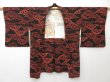 Photo6: 1425T06z680 Vintage Japanese Kimono Silk HAORI Black Katawaguruma (6)