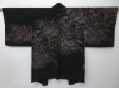 Photo1: 1613i01z650 Vintage Japanese Kimono Silk HAORI Black Orchid (1)