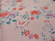 Photo2: 1A04z90 Japanese Kimono Silk  FABRIC Pink Flowers 66.1" (2)