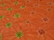 Photo3: 1A01z60 Japanese Kimono Silk SHIBORI FABRIC Orange Hemp 42.5" (3)