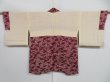 Photo6: 0915i03z500 Vintage Japanese Kimono Silk HAORI Dark red Flying crane (6)