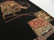 Photo2: 1F01z80 Japanese Kimono Silk Embroidery FABRIC Black Royal cart 46.5" (2)