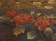 Photo4: 1F03z70 Japanese Kimono Silk Artist work FABRIC Black Flowers 46.5" (4)