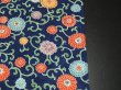 Photo7: 1S02z60 Japanese Kimono Silk  FABRIC Navy Chrysanthemum 40.2" (7)