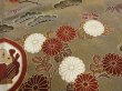 Photo2: 2F03z70 Japanese Kimono Silk  FABRIC Black Chrysanthemum 44.1" (2)