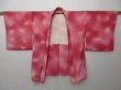 Photo6: 0819T10z600 Japanese Kimono Silk HAORI Pink Flower (6)