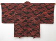 Photo2: 1425T06z680 Vintage Japanese Kimono Silk HAORI Black Katawaguruma (2)