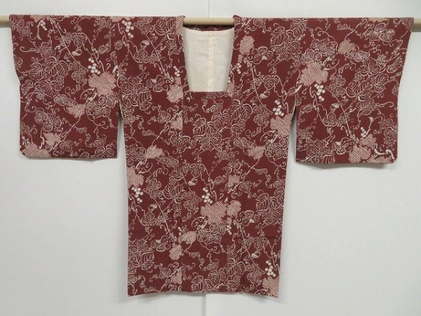 Photo1: 0812i06z560 Japanese Kimono Silk HAORI COAT Brown Grape (1)