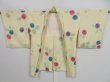 Photo5: 0830i08z570 Vintage Japanese Kimono Silk HAORI Light cream Camellia (5)