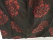 Photo3: 0930i09z630 Vintage Japanese Kimono Silk TSUMUGI Dark brown-black Flowers (3)