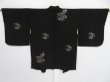 Photo1: 0830i01z440 Vintage Japanese Kimono Silk HAORI Black Folding fan (1)