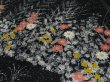 Photo2: 3M01z60 Japanese Kimono Silk  FABRIC Black Flowers 37.8" (2)